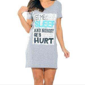 Just Love Gray Sleep Shirt Distressed "Let Me Sleep & Nobody Gets Hurt" 3X